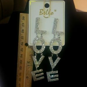 NEW LOVE RHINESTONE FASHION DANGLE EARRINGS